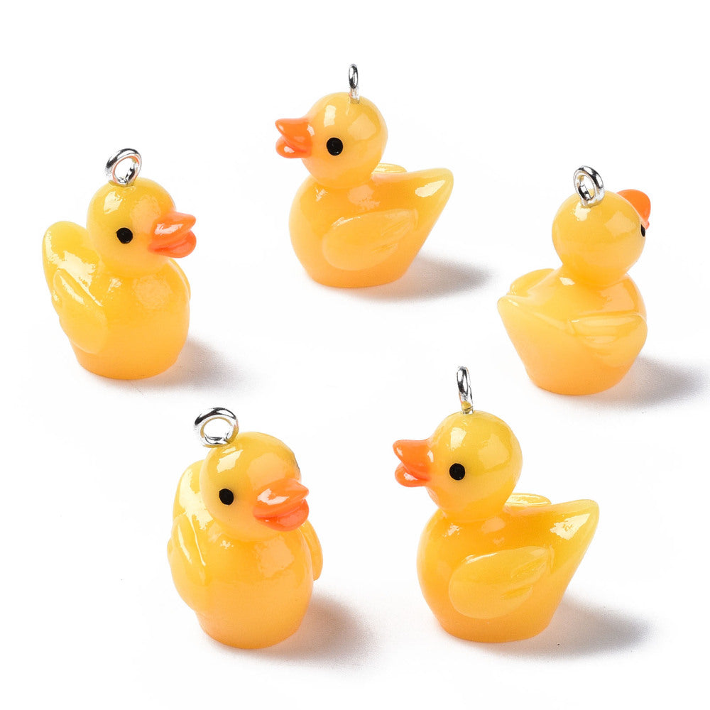 Yellow Rubber Duck Charms - Resin - 22mm - Pack of 10