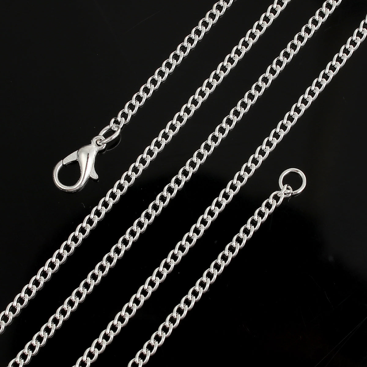 12 Blank Link Curb Cain Necklaces - Jewellery Making - 20" Silver Plated Necklaces/Bracelets Julz Beads 