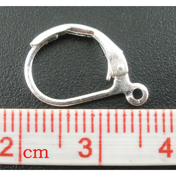 20 (10 Pairs) Earring Findings Lever Back - Silver Plated - 16mm Earring Blanks Julz Beads 