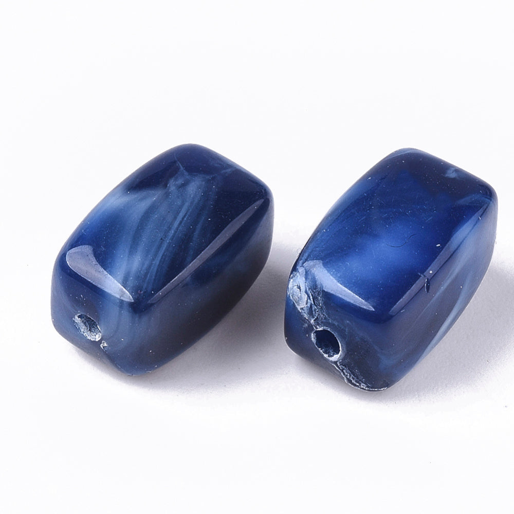 20 Acrylic Dark Blue Imitation Gemstone Cuboids Beads - 13mm x 7.5mm Acrylic Julz Beads 