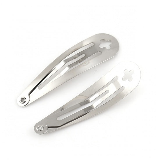 20 Blank Hair Clips - Cross - Antique Silver Tone - 5cm Hair Accessories Julz Beads 
