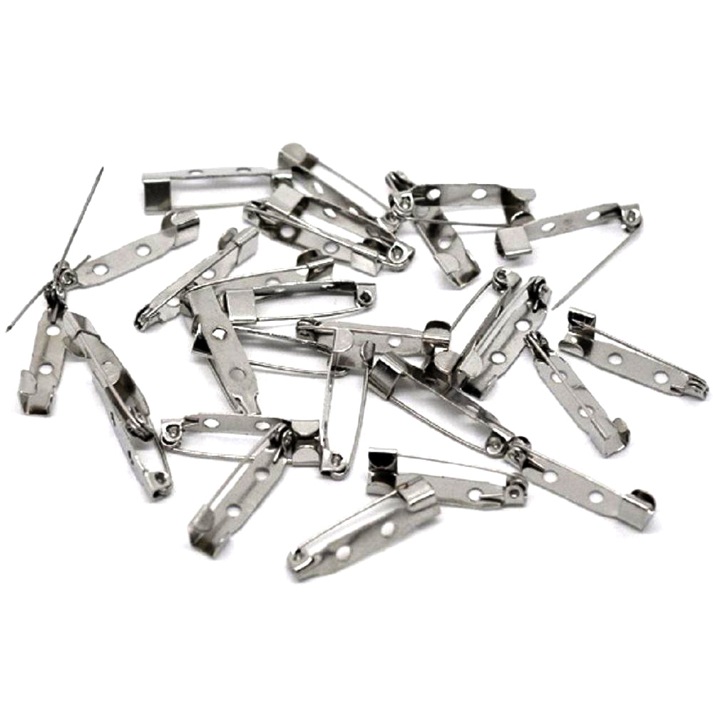 20 Brooch Backs - Antique Silver Tone - 25mm x 5mm Brooch Components Julz Beads 