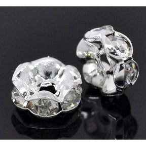 20 Clear Rhinestone Rondelle Spacer Beads - 8mm Crystal Julz Beads 