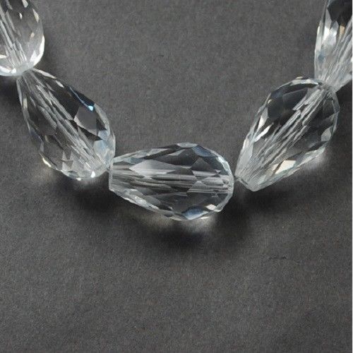 20 Clear Teardrop Faceted Crystal Glass Beads 11mm x 8mm Crystal Julz Beads 