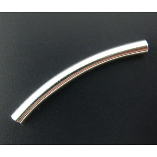 20 Curved Tube Spacer Beads - Silver Plated - 30mm Julz Beads 