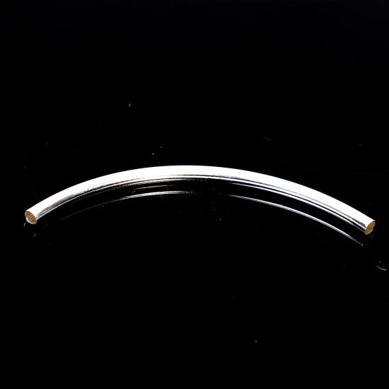 20 Curved Tube Spacer Beads - Silver Plated - 60mm Julz Beads 