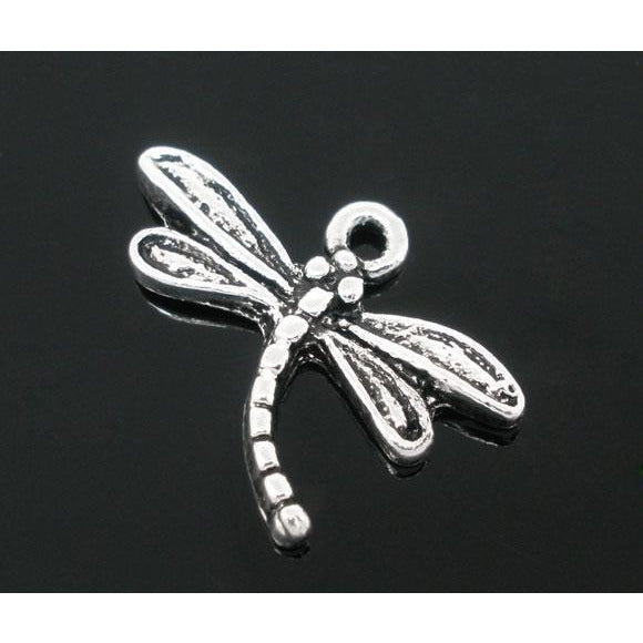 20 Dragonfly Charms - Silver Tone - 15mm x 17mm Charms Julz Beads 