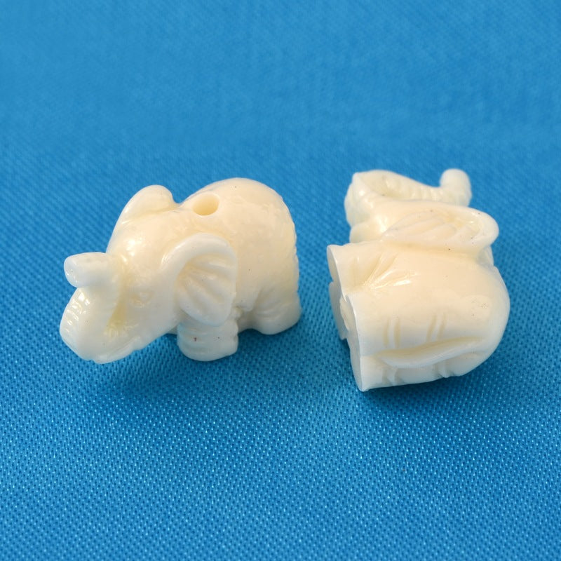 20 Elephant Resin Beads Ivory/Cream - 17mm Acrylic Julz Beads 
