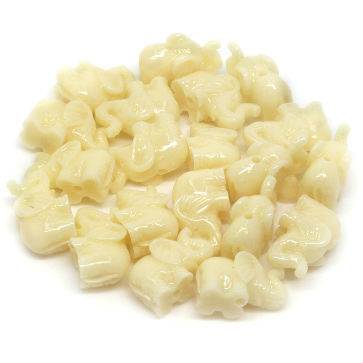 20 Elephant Resin Beads Ivory/Cream - 17mm Acrylic Julz Beads 