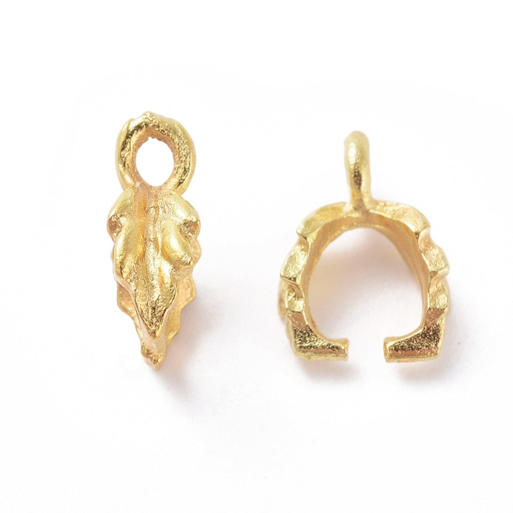 20 Leaf Ice Pick Pinch Bails - Gold Plated - 11mm x 6mm Julz Beads 