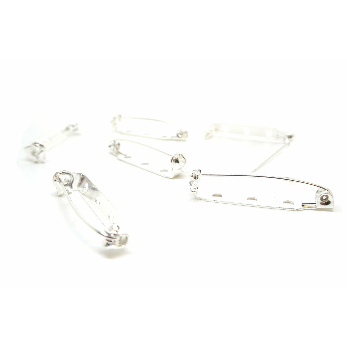 20 Lockable Brooch Backs - Silver Plated - 34mm x 8mm Brooch Components Julz Beads 
