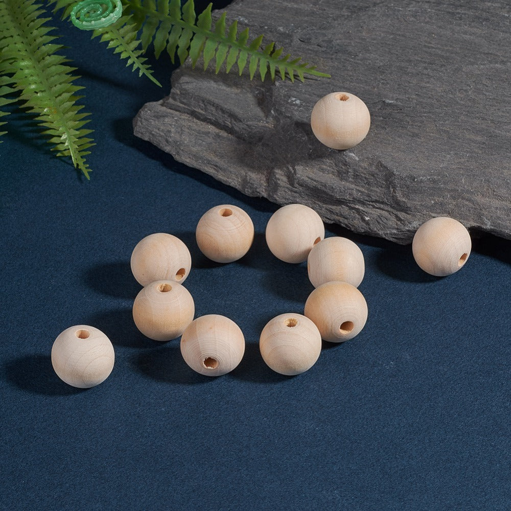 20 Natural Untreated Round Wooden Beads - 20mm Wood Julz Beads 