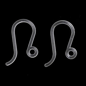 20 Plastic Earring Hooks - Clear - 17mm x 8mm Julz Beads 