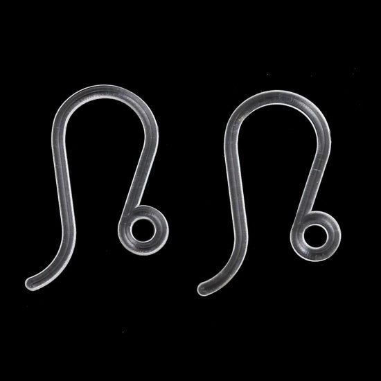 20 Plastic Earring Hooks - Clear - 17mm x 8mm Julz Beads 