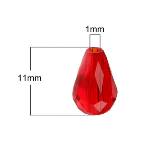 20 Red Teardrop Faceted Crystal Glass Beads - 11mm Crystal Julz Beads 