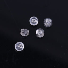 20 Silicone & Copper Earring Backs - Silver Tone - 5mm x 4mm Earring Blanks Julz Beads 
