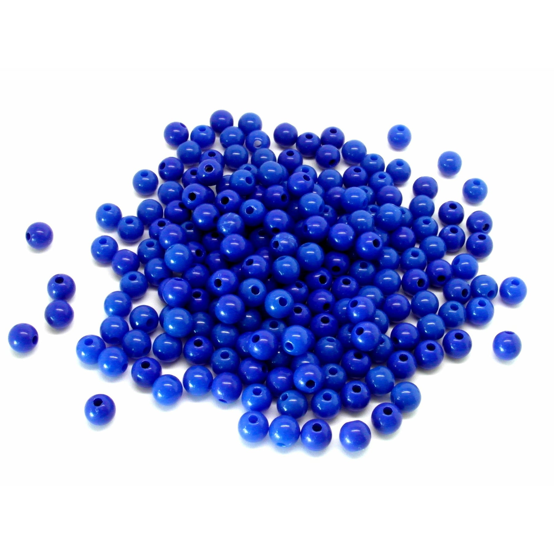 200 Blue Opaque Acrylic Round Beads - 6mm x 5.5mm Acrylic Julz Beads 