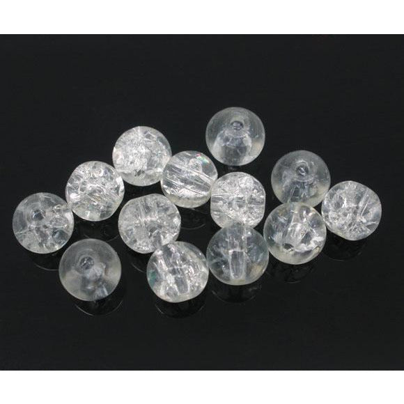 200 Clear Crackle Glass Beads - 6mm Glass Julz Beads 