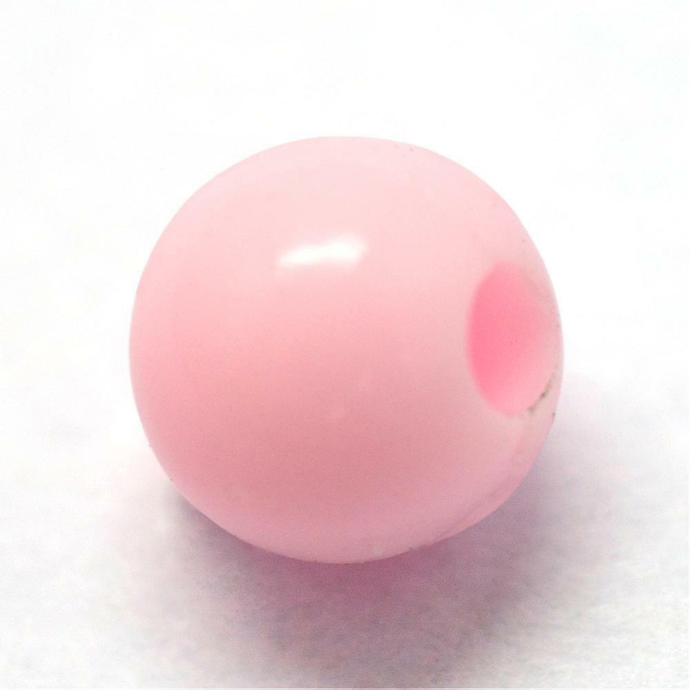200 Pink Opaque Acrylic Round Beads - 6mm x 5.5mm Acrylic Julz Beads 