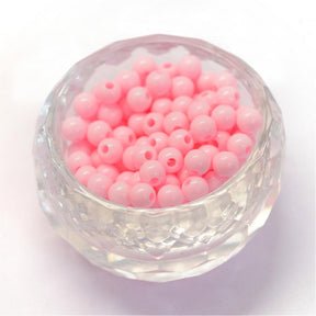 200 Pink Opaque Acrylic Round Beads - 6mm x 5.5mm Acrylic Julz Beads 