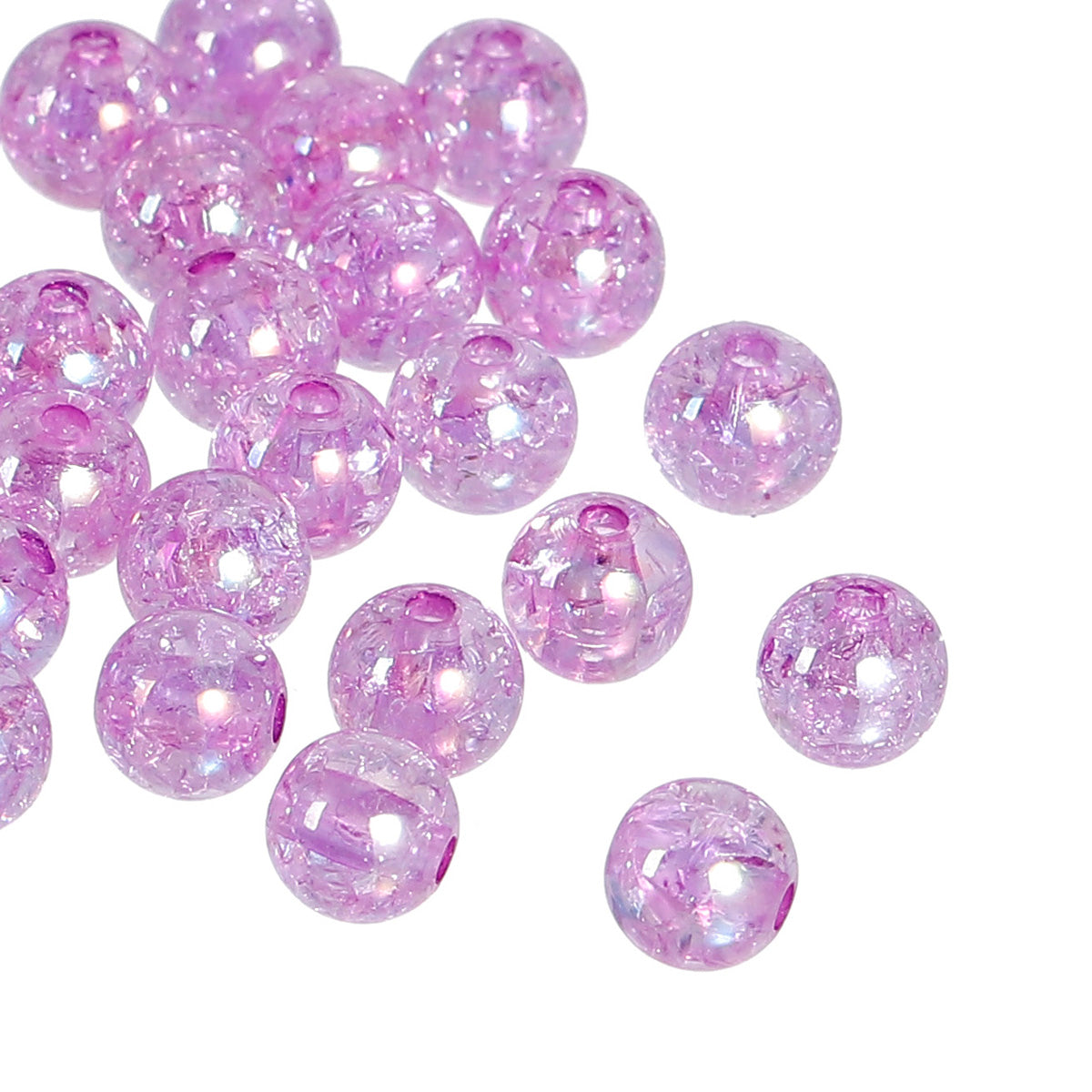 Pink & Blue Crackle Glass Round Beads, 8mm by Bead Landing™