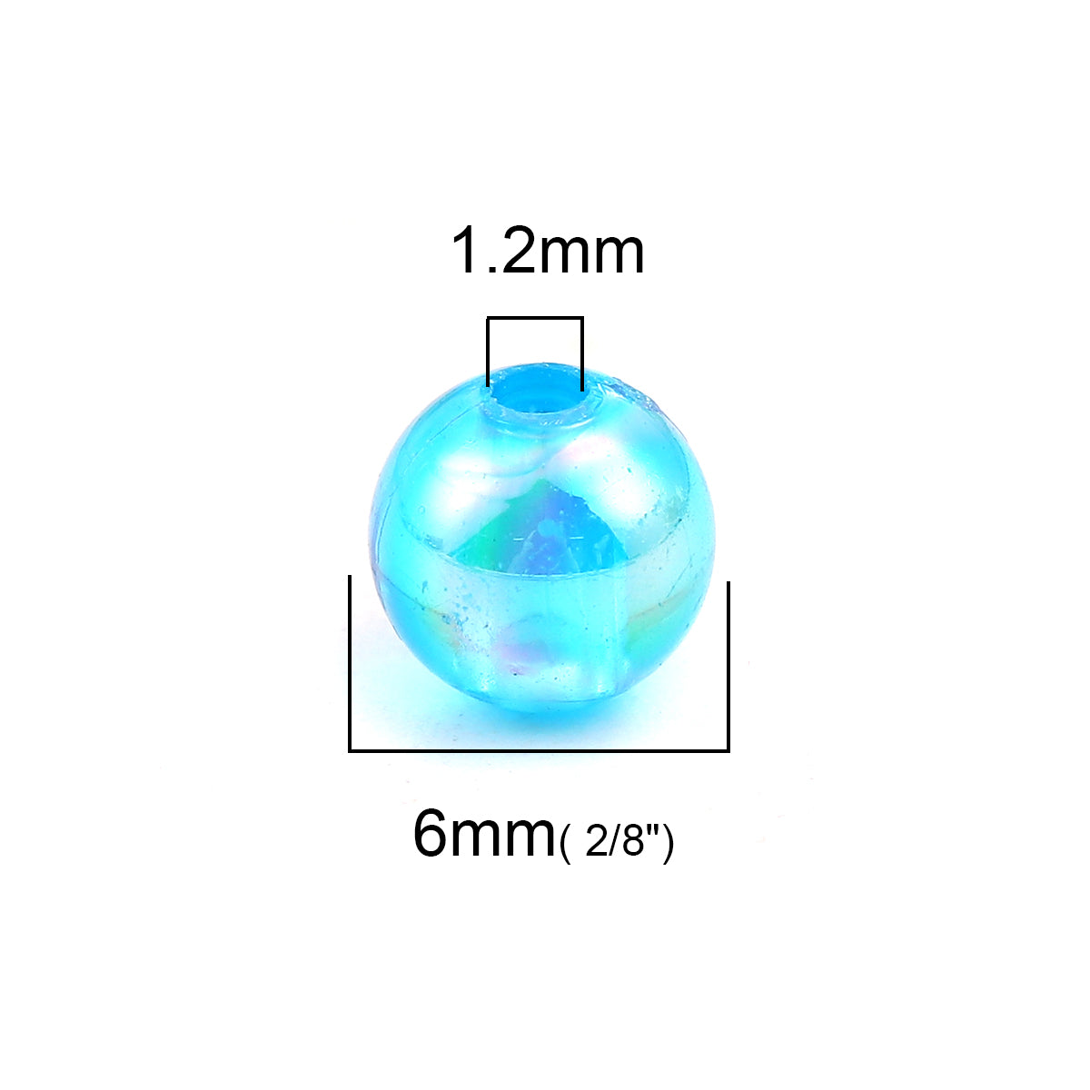 200 Turquoise Acrylic Round - 6mm- AB Coated Acrylic Julz Beads 