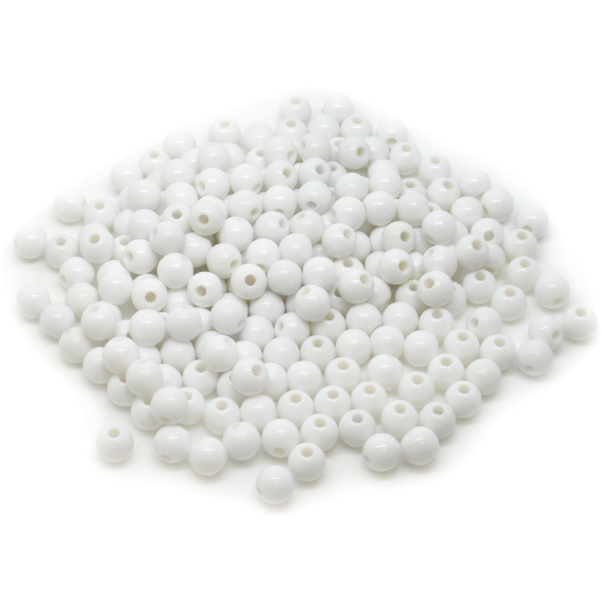 200 White Opaque Acrylic Beads - 6mm x 5.5mm Acrylic Julz Beads 