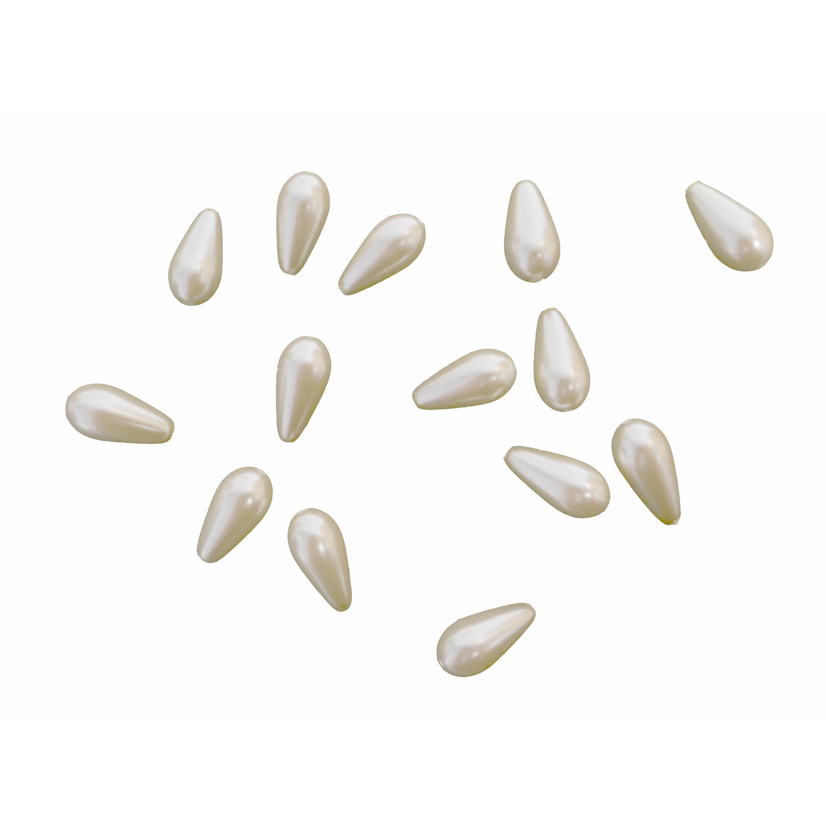 24 Faux Glass Pearl Tear Drop Beads - Ivory - 16mm x 8mm Glass Julz Beads 