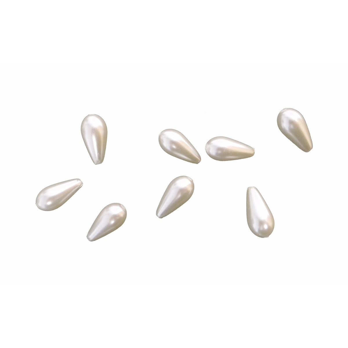 24 Faux Glass Pearl Tear Drop Beads - White - 16mm x 8mm Glass Julz Beads 