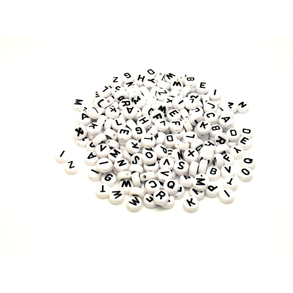 Plastic White 7mm Round Number Beads, Single Numbers, 100 beads - Bead Bee