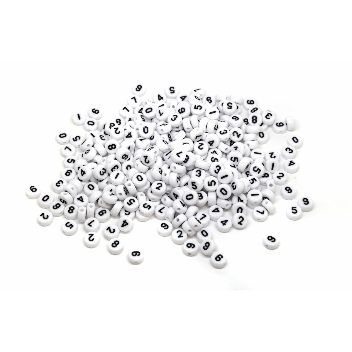 7mm Number Beads, 7mm Black and White Beads, Round Letter Beads, Numbers -   Israel