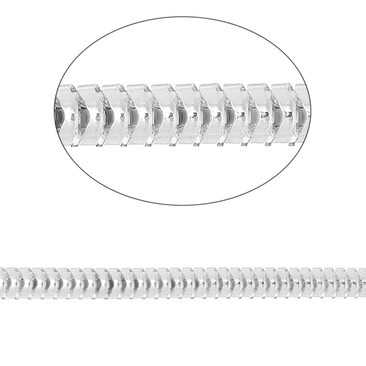 2M Snake Chain - Silver Plated - 3.2mm Dia Charms Julz Beads 