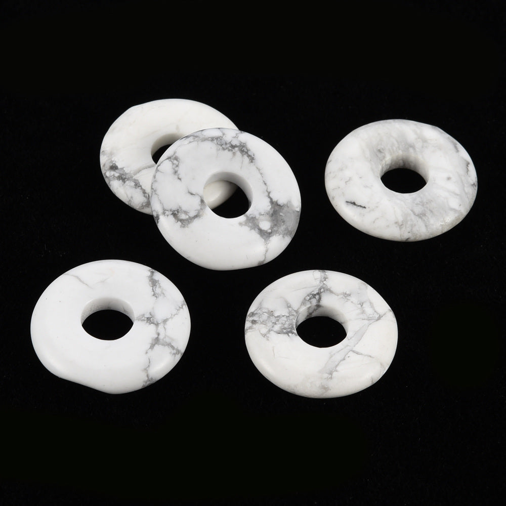 3 Natural Howlite Donuts - 18mm dia Gemstone Julz Beads 