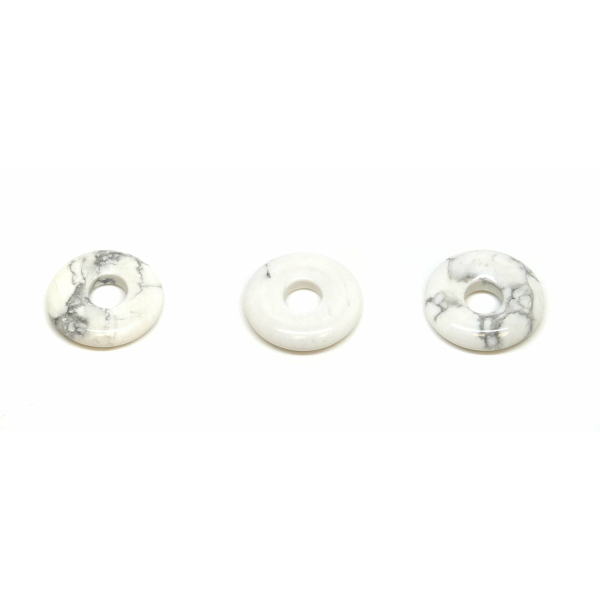 3 Natural Howlite Donuts - 18mm dia Gemstone Julz Beads 