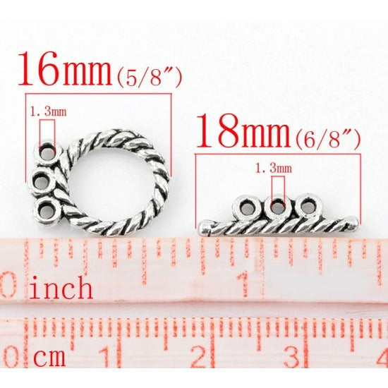 30 Carved Stripe Toggle Clasp - 16mm x 12mm Clasps Julz Beads 