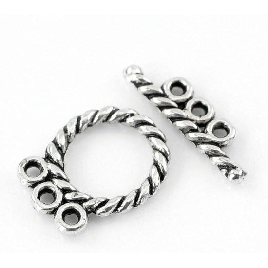 30 Carved Stripe Toggle Clasp - 16mm x 12mm Clasps Julz Beads 