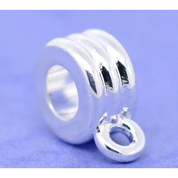 30 Cylinder European Bracelet Bail - Silver Plated - 12.5mm x 9mm Connectors Julz Beads 