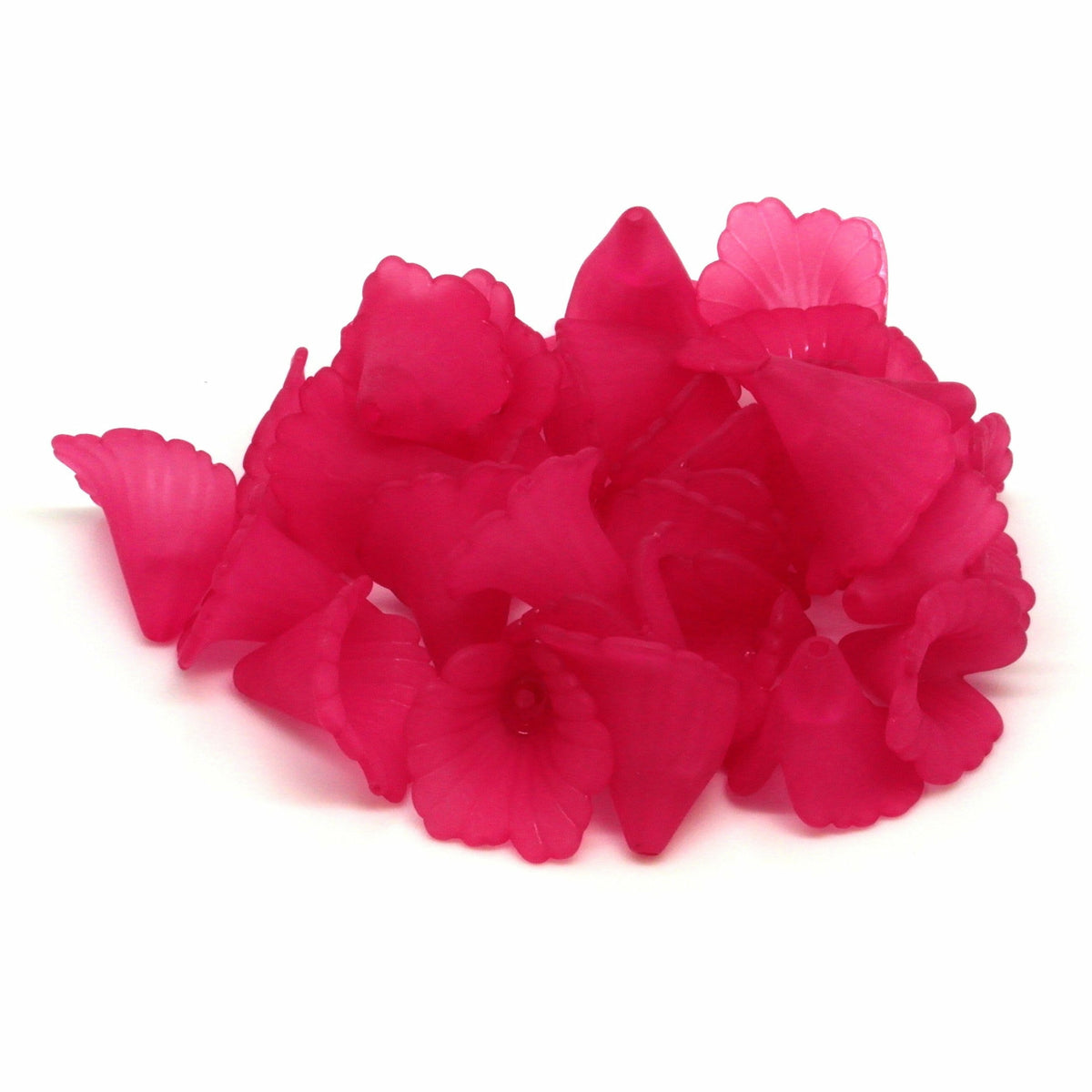30 Dark Pink Lucite Flower Beads - Frosted Acrylic -19mm x 17mm Acrylic Julz Beads 