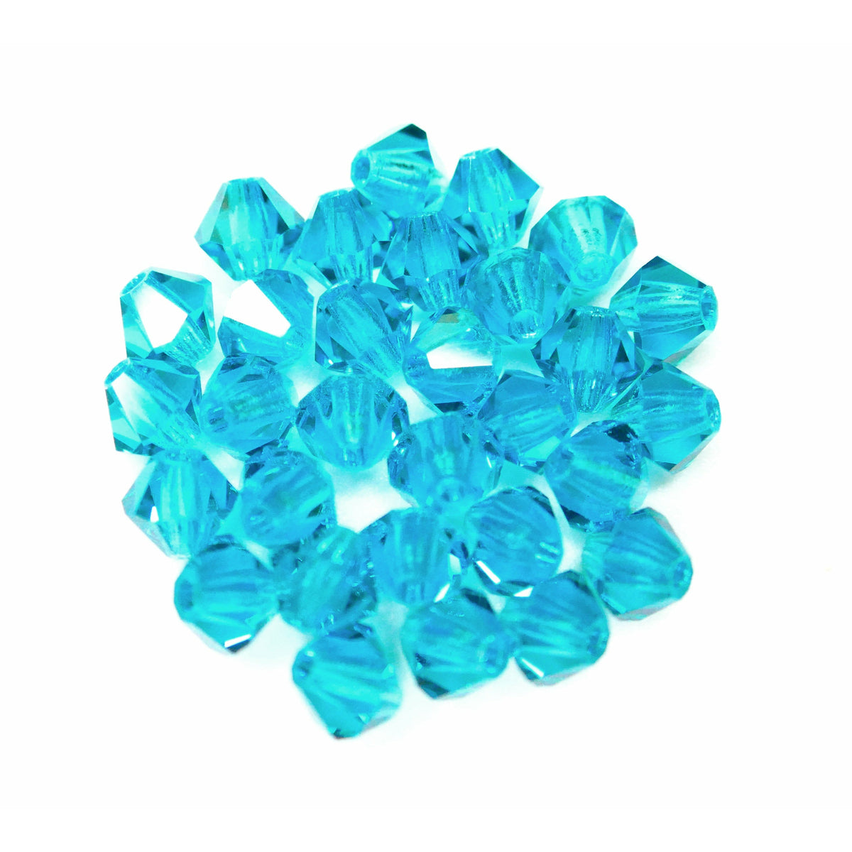30 Preciosa Crystal Beads - 4mm Bicone - Blue Zircon Julz Beads 