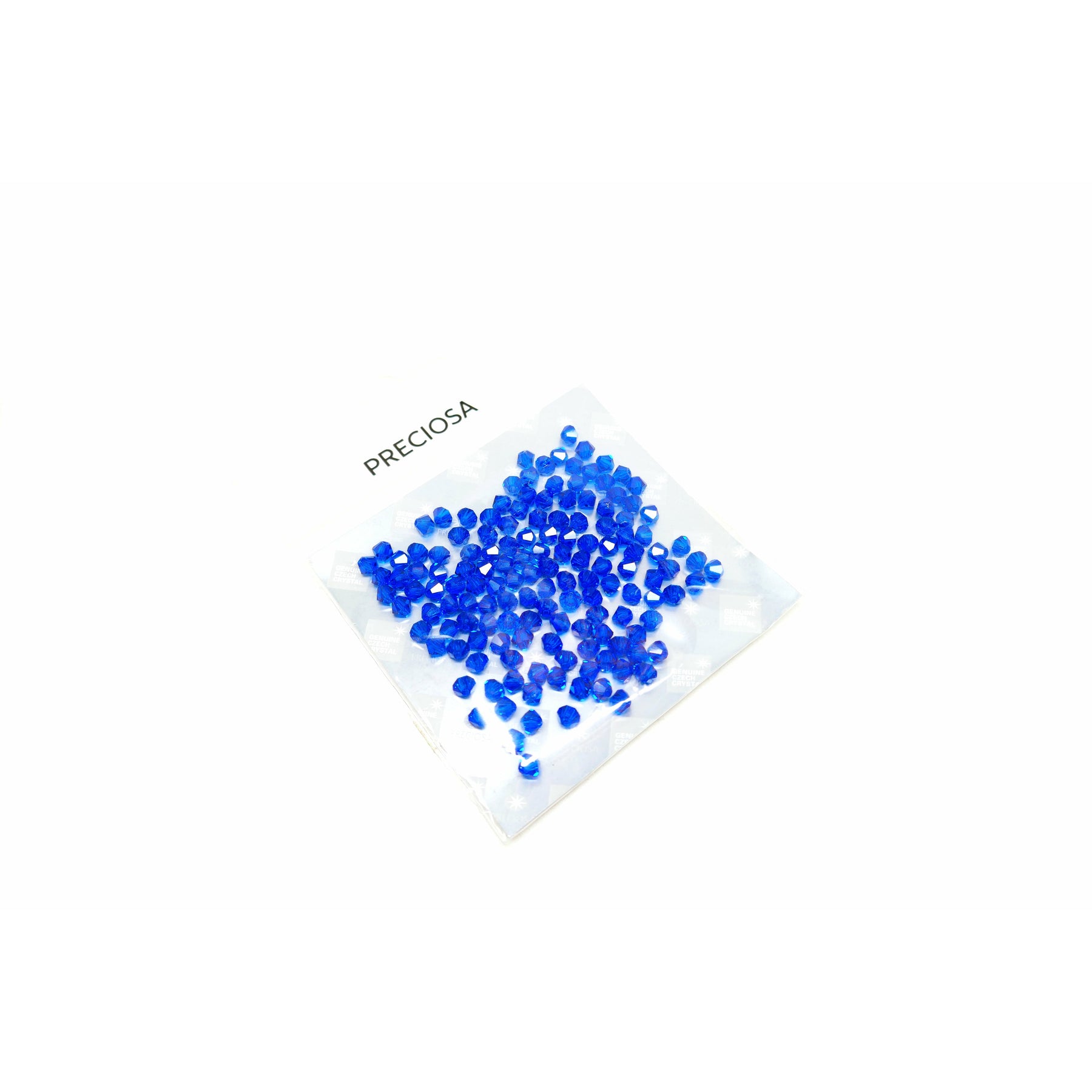 30 Preciosa Crystal Beads - 4mm Bicone - Capri Blue Julz Beads 