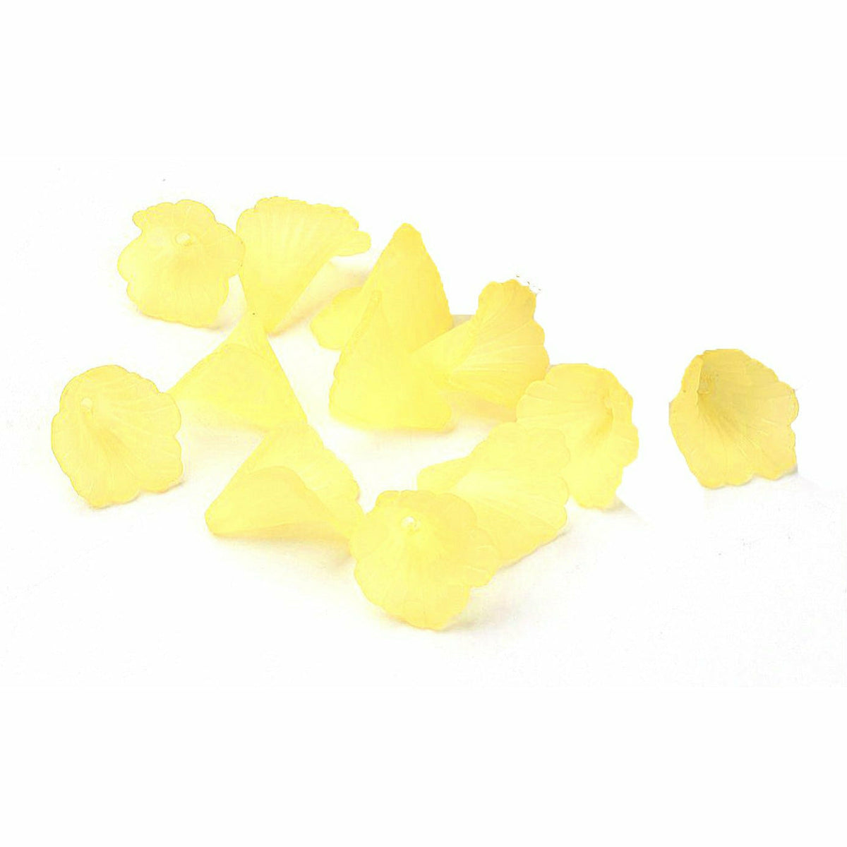 30 Yellow Large Flower Beads - Frosted Acrylic - 19mm x 17mm Bead Caps Julz Beads 
