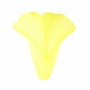 30 Yellow Large Flower Beads - Frosted Acrylic - 19mm x 17mm Bead Caps Julz Beads 