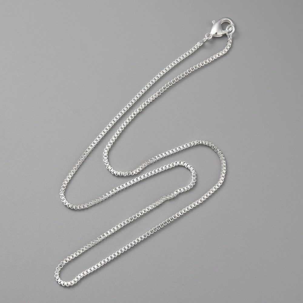 5 Brass Box Chain Necklace (40m) - Silver Plated Julz Beads 