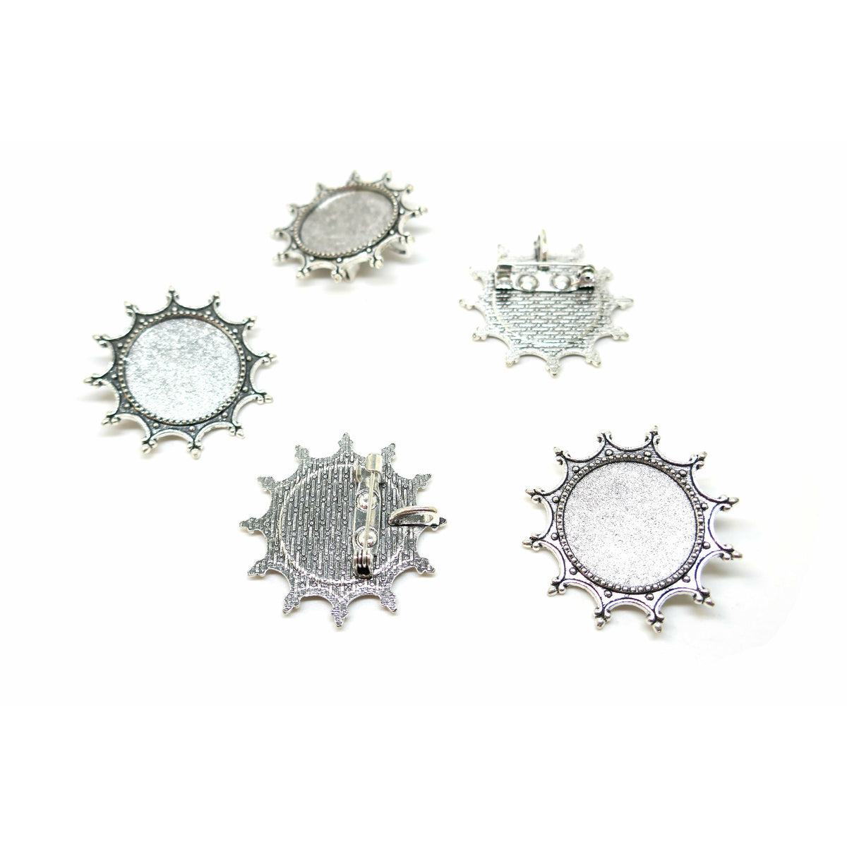 5 Cabochon Setting Brooches - 34mm Julz Beads 