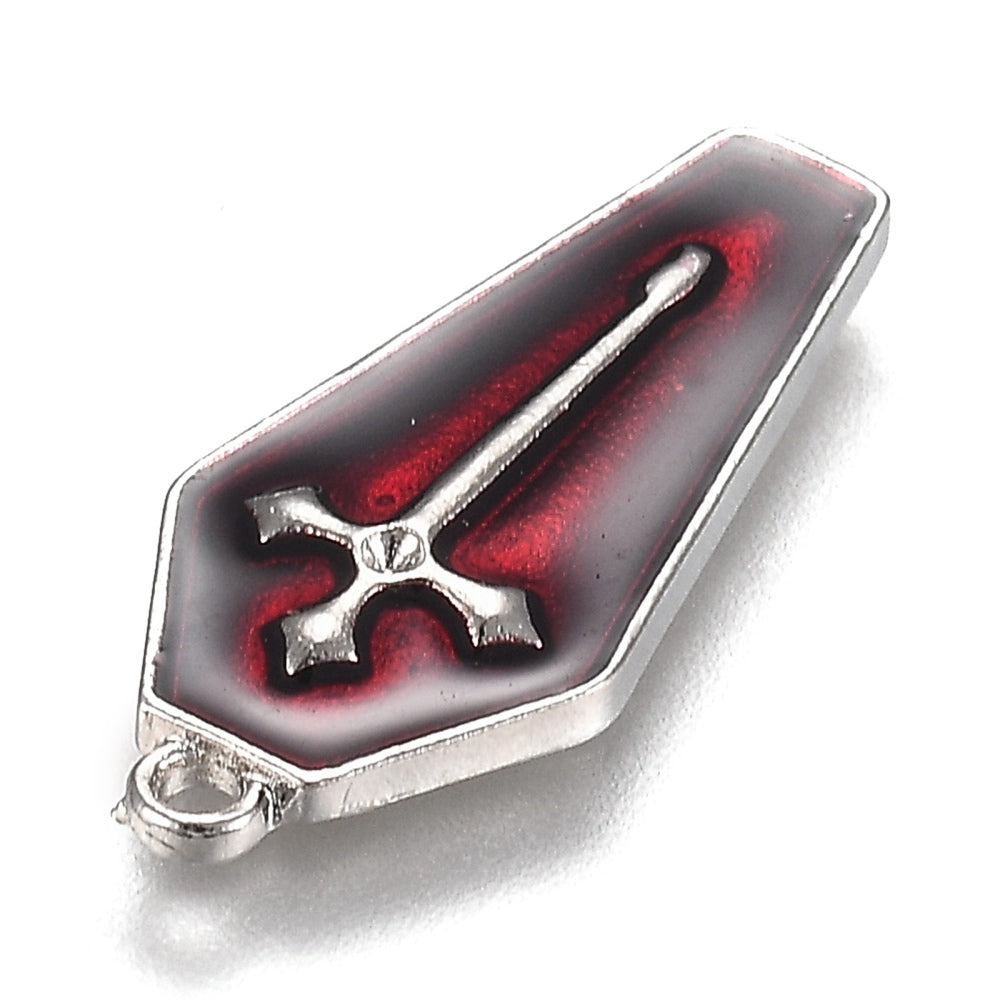 5 Coffin Enamel Charms - 25mm x 11mm Charms Julz Beads 