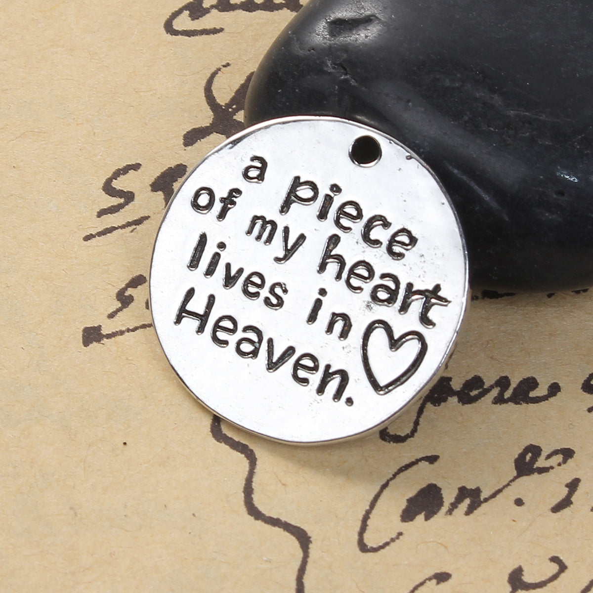 5 Cute Message Charms - Antique Silver Tone - 25mm Charms Julz Beads 