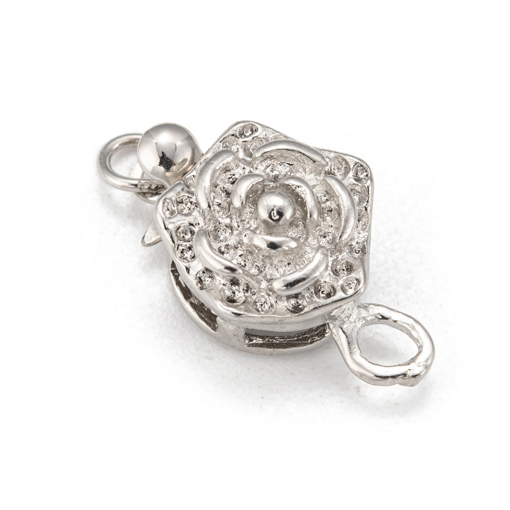 5 Flower Pin Clasps - Silver Tone - 10mm x 15mm Julz Beads 