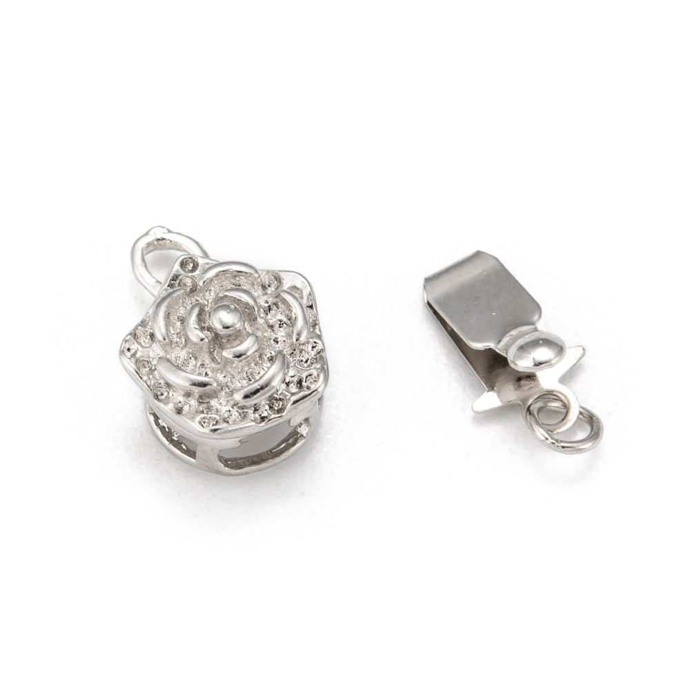 5 Flower Pin Clasps - Silver Tone - 10mm x 15mm Julz Beads 