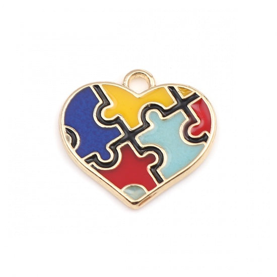5 Heart Jigsaw Charms - 20mmx19mm Julz Beads 