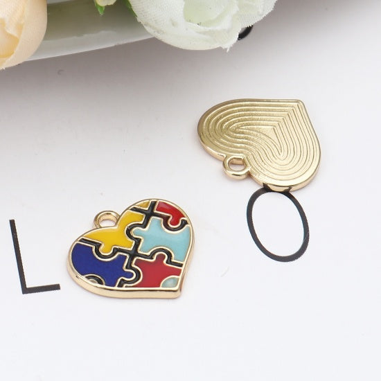 5 Heart Jigsaw Charms - 20mmx19mm Julz Beads 
